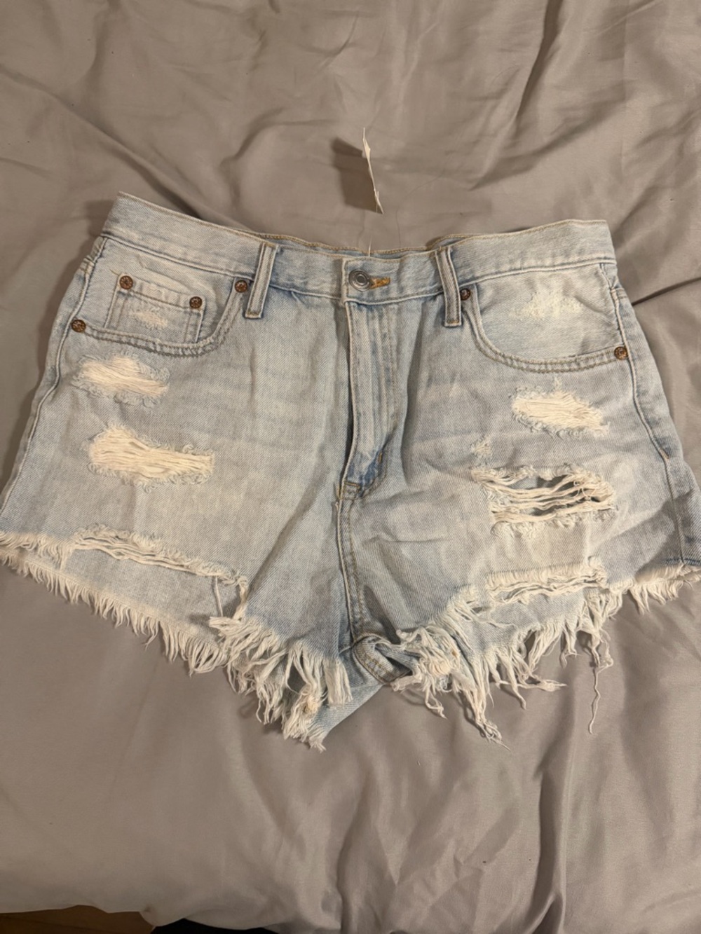 Aeropostale Light Blue Ripped Denim Shorts